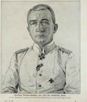 1917 - alter Druck - Exzellenz Souchon-Pascha, der Chef der türkischen Flotte